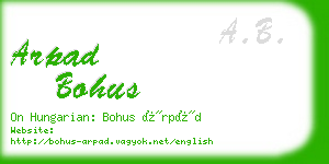 arpad bohus business card